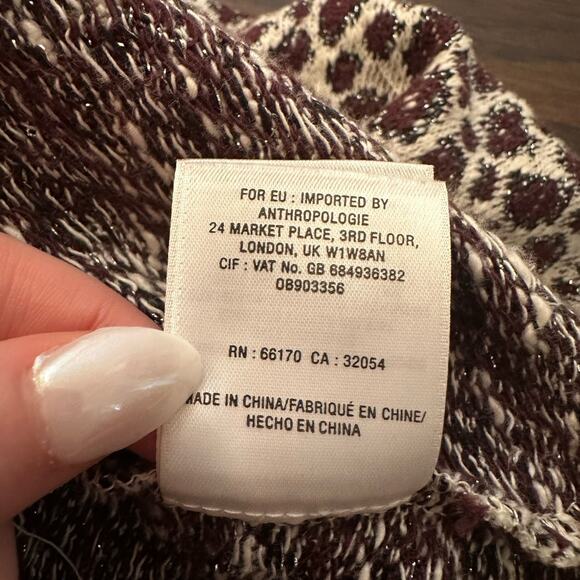 Akemi + Kin Anthropologie cream & maroon pattern sleeveless knit top size S - Picture 9 of 12